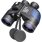 BARSKA Deep Sea Marine Binoculars – 7x50 Waterproof Floating Binoculars with Internal Compass & Rangefinder for Boating, Sailing, Fishing, Hunting