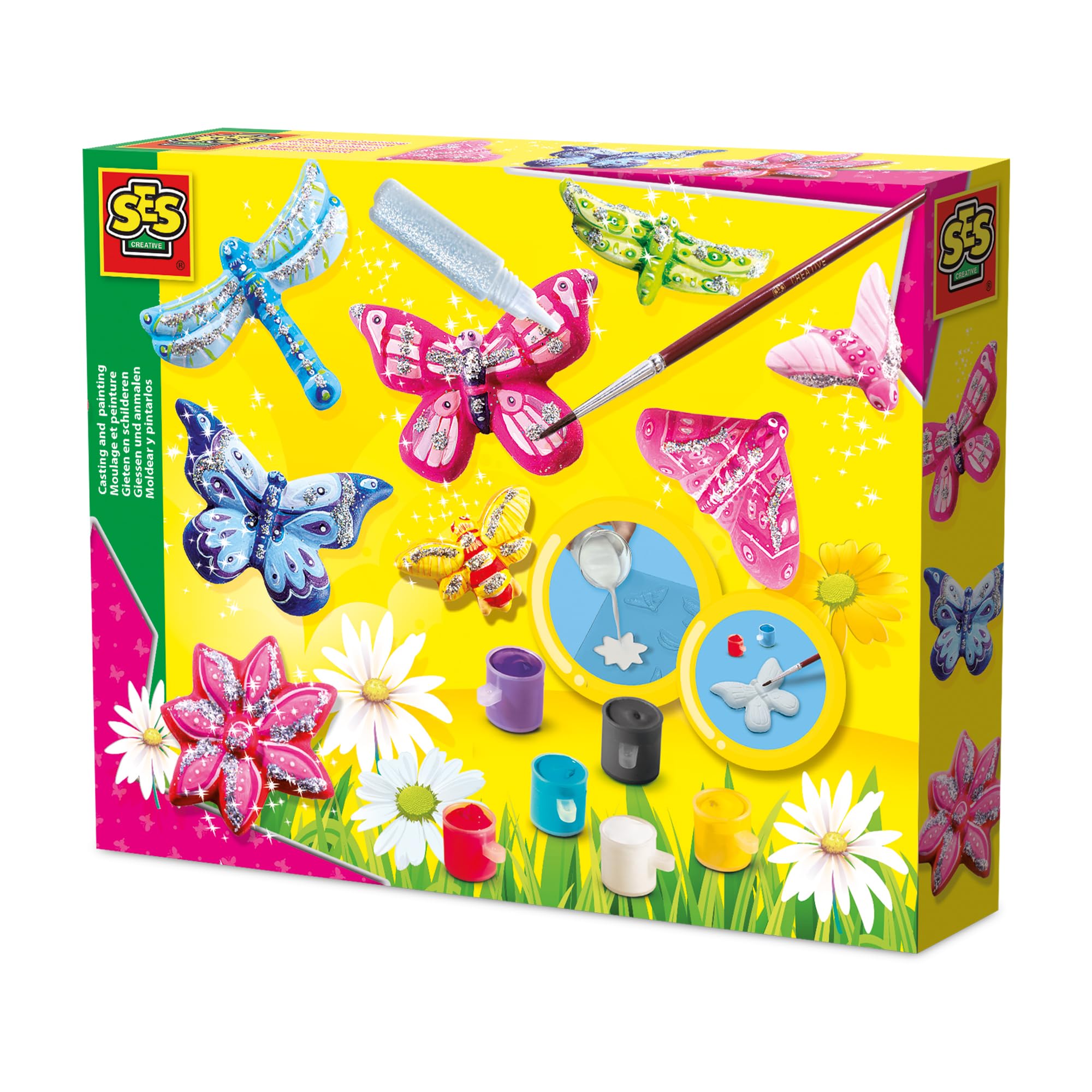 SES Creative 01131 Children's Butterfly Glitter Casting and Painting Set, for 5 years to 9 years , Black