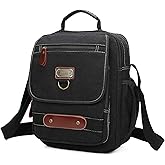 Sunsomen Man Small Canvas Messenger Bag Man Purse Shoulder Bag Crossbody Bag With Water Bottle Pocket 12 Inch
