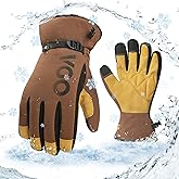 Vgo... -20℃/-4°F Waterproof Winter Work Gloves Cold Weather Waterproof Work Gloves Waterproof Insulated Gloves(1 Pair,M,Brown,SL7761FLWP)