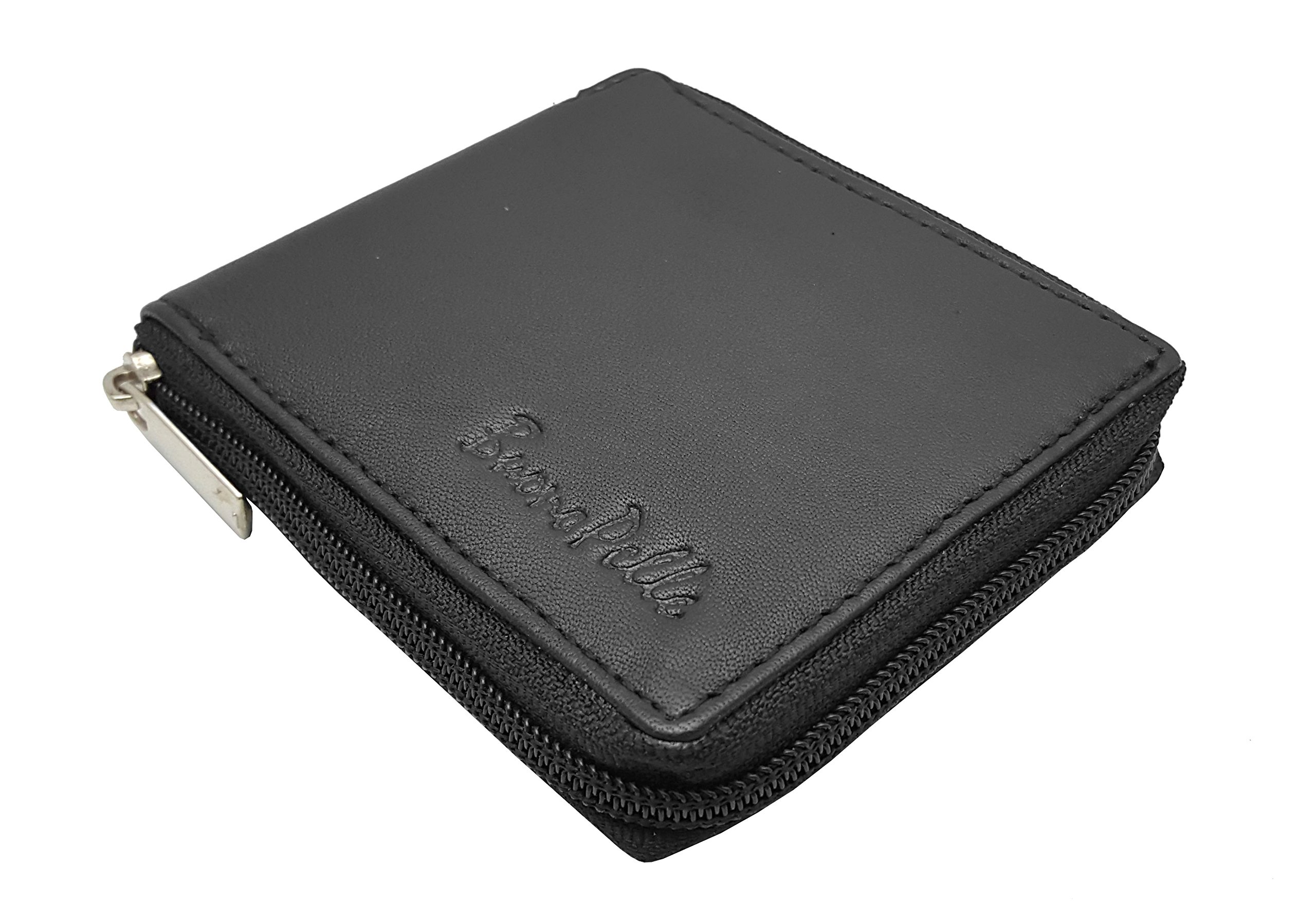 Buono Pelle Mens Designer Zip Around Genuine Soft Real Leather Wallet Credit Card Holder Purse