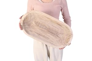 TORMAYS HOME Decorative Wooden Dough Bowl Hand-Carved Long Wood Bowl for Farmhouse Home Decor, Table Centerpiece, Dining Room, and Kitchen (21"-Natural color)