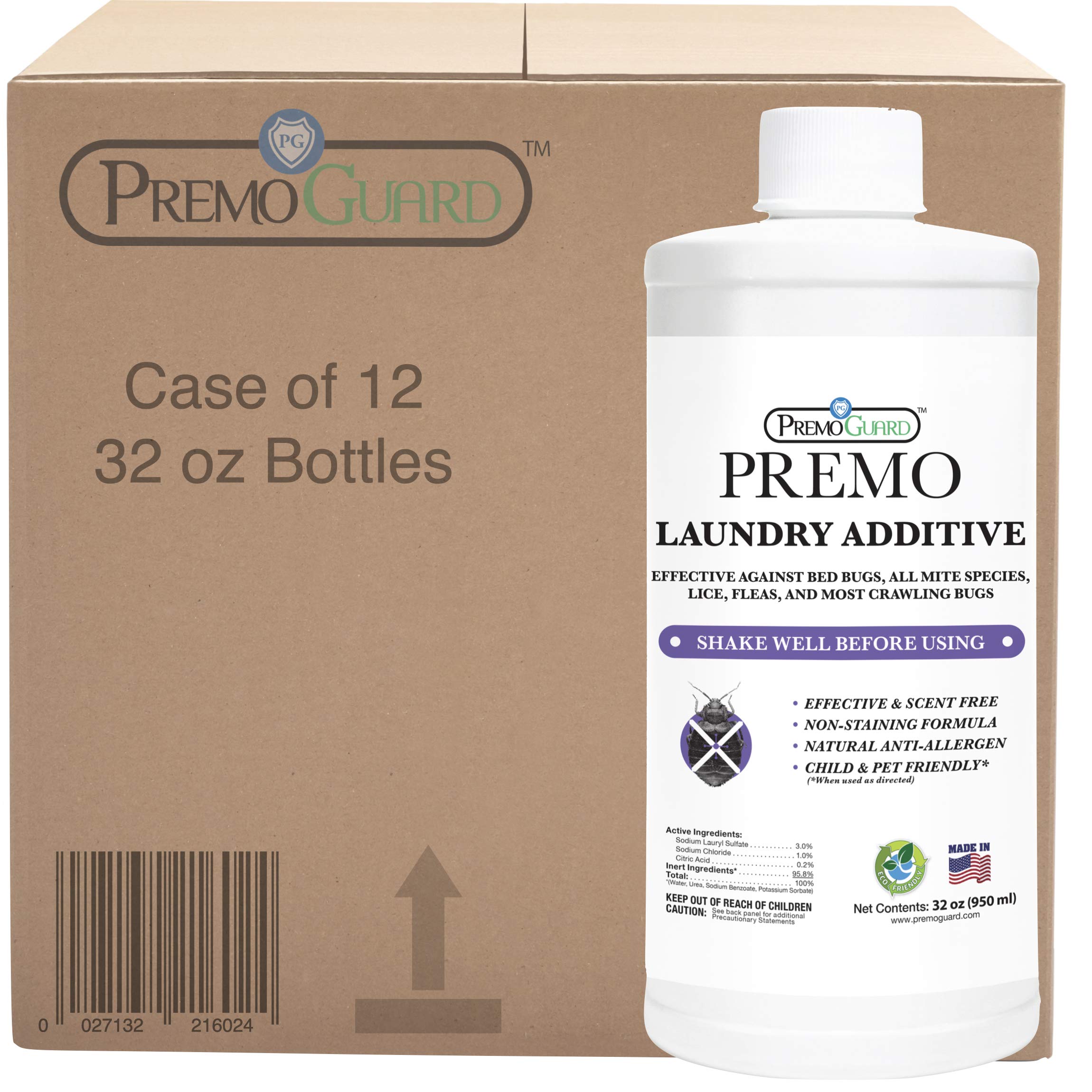 Premo Guard Bed Bug & Mite Laundry Detergent Additive 32 oz – Child & Pet Friendly – Stain & Odor Free – Best Natural Non-Toxin Treatment