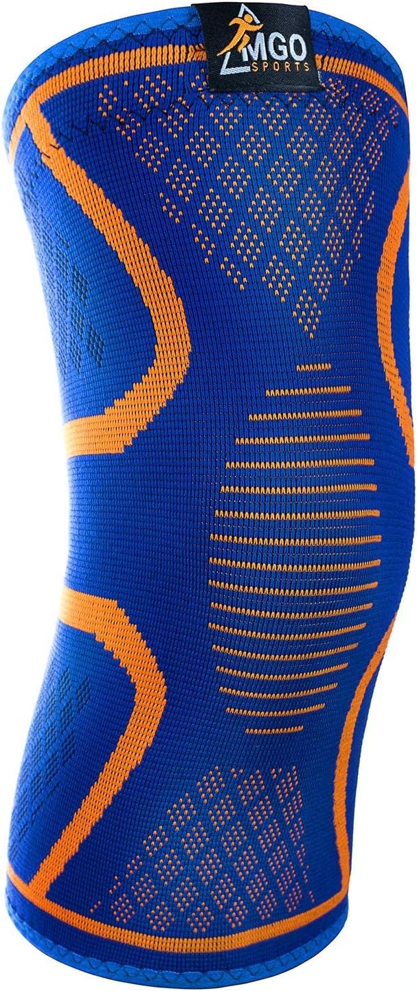 MGO Sports Compression Knee Sleeve: Knee Brace for Meniscus Tear, Arthritis, Tendonitis –Comfortable and Non-Slip Design, Suitable for Running, Walking, Crossfit, Basketball and Weightlifting (M)
