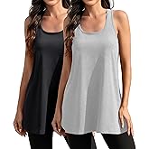 DYLH Workout Tank Tops Woman Racerback Long Tank Tops for Women Yoga Tops 2 Pack