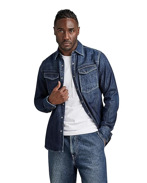 G-Star Men's Dakota Slim Shirt , Blue (worn in deep sea D23616-D252-G133), XS