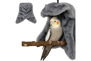 KNUTI Bird Corner Fleece Blanket – Soft Cozy Cage Liner for Parrots, Conures, Cockatiels & Small Birds – 6-Inch Gray Hammock Snuggle Hut – Winter Warm Bird Cage Accessory (Large)