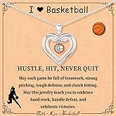 Valentines Day Gifts for Her - Softball/Volleyball/Baseball/Soccer/Football/Basketball/Golf/Pickleball/Tennis Infinity Heart Necklace for Girls Women Sport Jewelry Gifts for Daughter Sports Fans