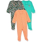 Amazon Essentials Unisex Toddlers and Babies' Cotton Snug-Fit Footed Sleeper Pajamas, Multipacks