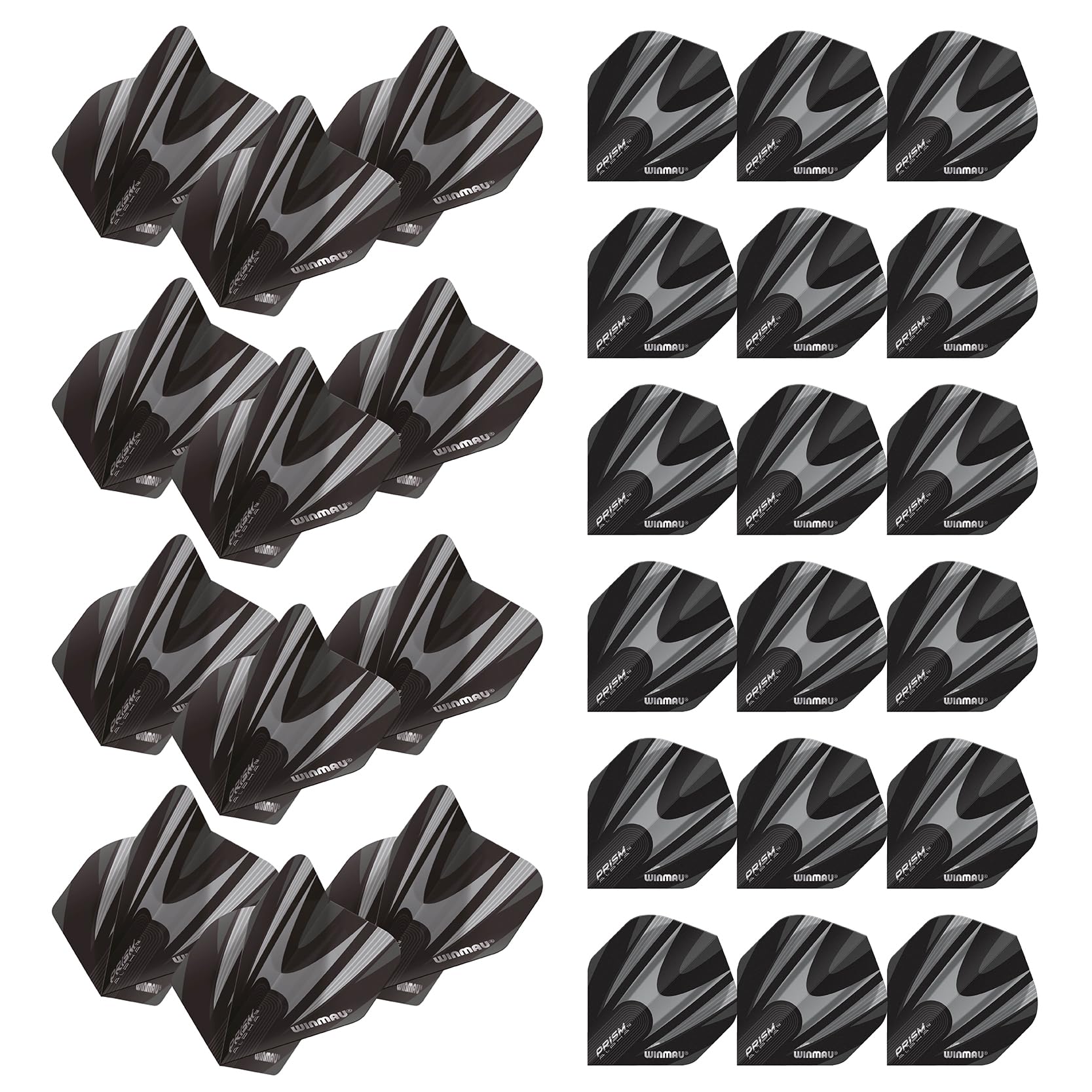 WINMAU Prism Alpha Pattern Design Dart Flights - 10 sets per pack (30 dart flights in total) (Black & Grey) — image 1