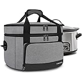 YOREPEK 2 Layer Slow Cooker Carrier, Compatible with 6, 7, 8 Quart Crock-Pot, Insulated Large Slow Cooker Travel Bag with Bot