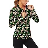 Soneven Women's Quarter Zip Polo Collared Golf Shirt Moisture Wicking Shirts Slim Fit for Casual Work