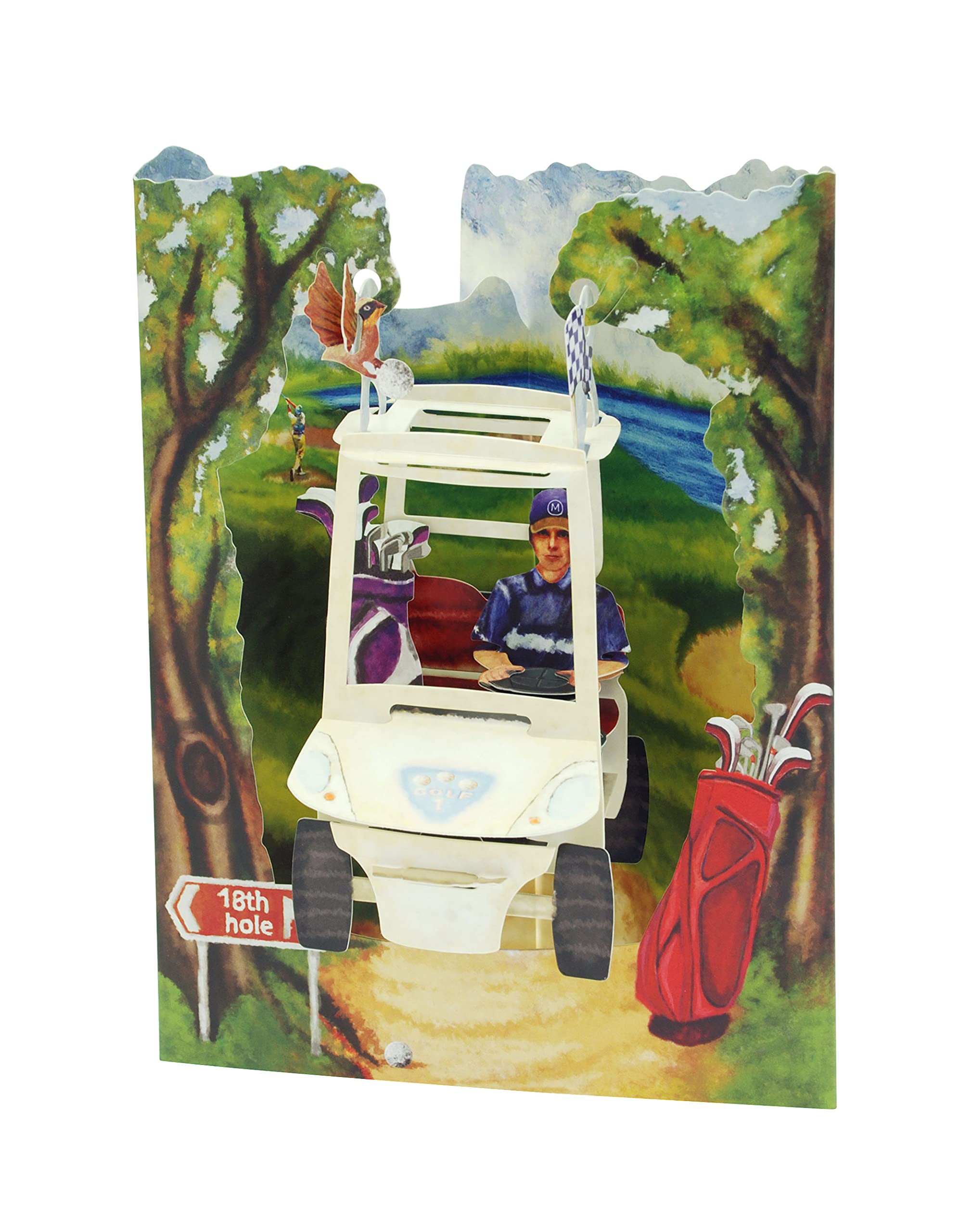 Santoro Swing Card, 3D Pop Up Greeting Card - Golf Buggy - for Him, for Dad, Fathers Day, Birthday