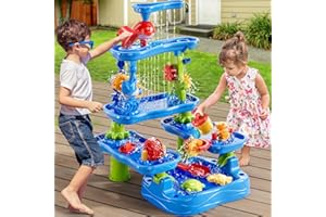 JUKUDAHU Water Table for Kids 3 4 5 6 7 8 Year Old - Water Table with Pond, Sensory Activity Playset, Sand Toys, Summer Outdoor Toys for Toddlers 3-5, Birthday Gifts for Boys Girls 3-8