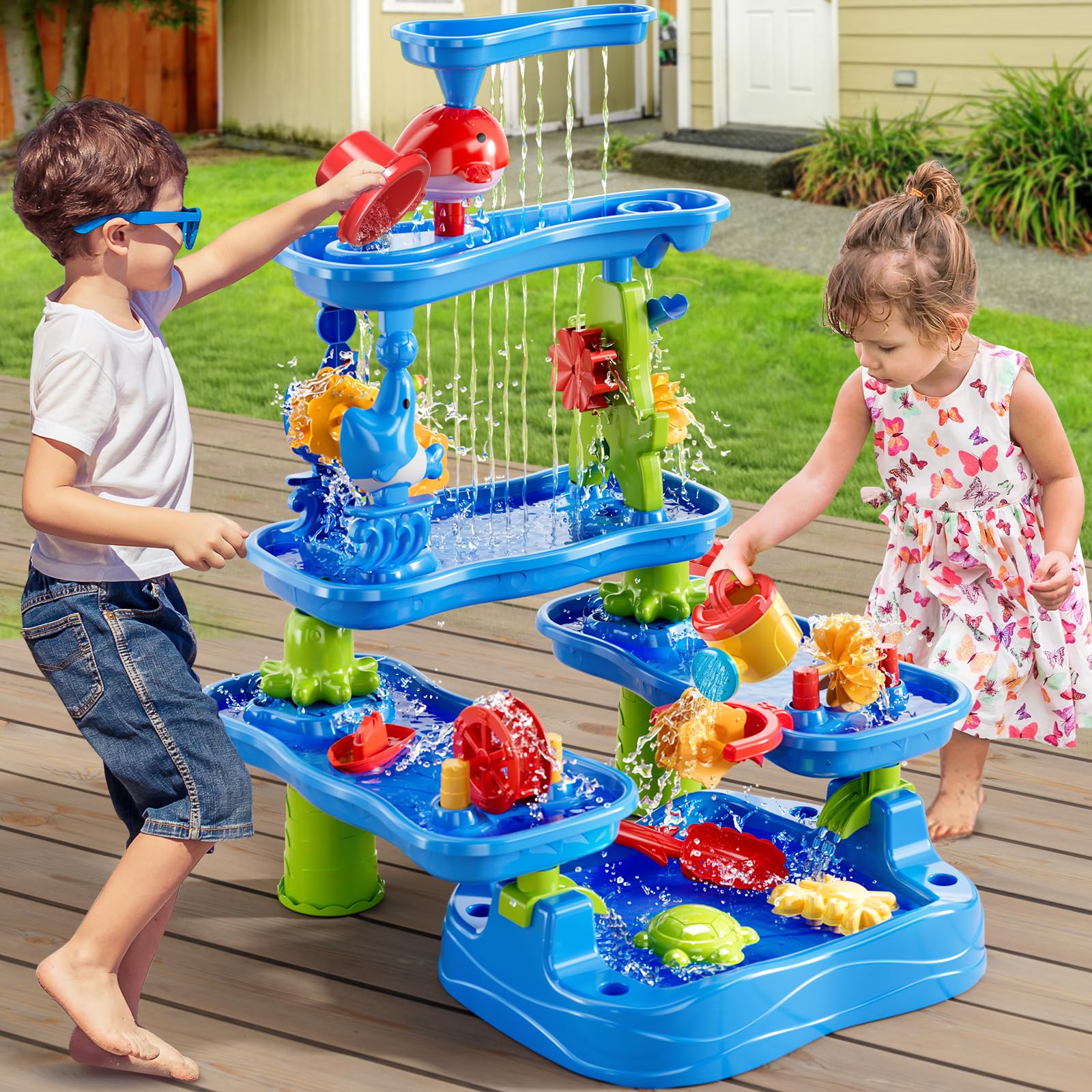 Photo 1 of (partial set) JUKUDAHU Water Table for Kids 3 4 5 6 7 8 Year Old - Water Table with Pond, Sensory Activity Playset, Sand Toys, Summer Outdoor Toys for Toddlers 3-5, Birthday Gifts for Boys Girls 3-8
