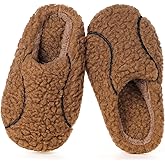 KUKTO Kids Boys Girls Ball Sports Slippers Soft Plush Lined Winter Warm House Shoes Memory Foam Cozy Non-Slip Indoor Home Bedroom Slippers