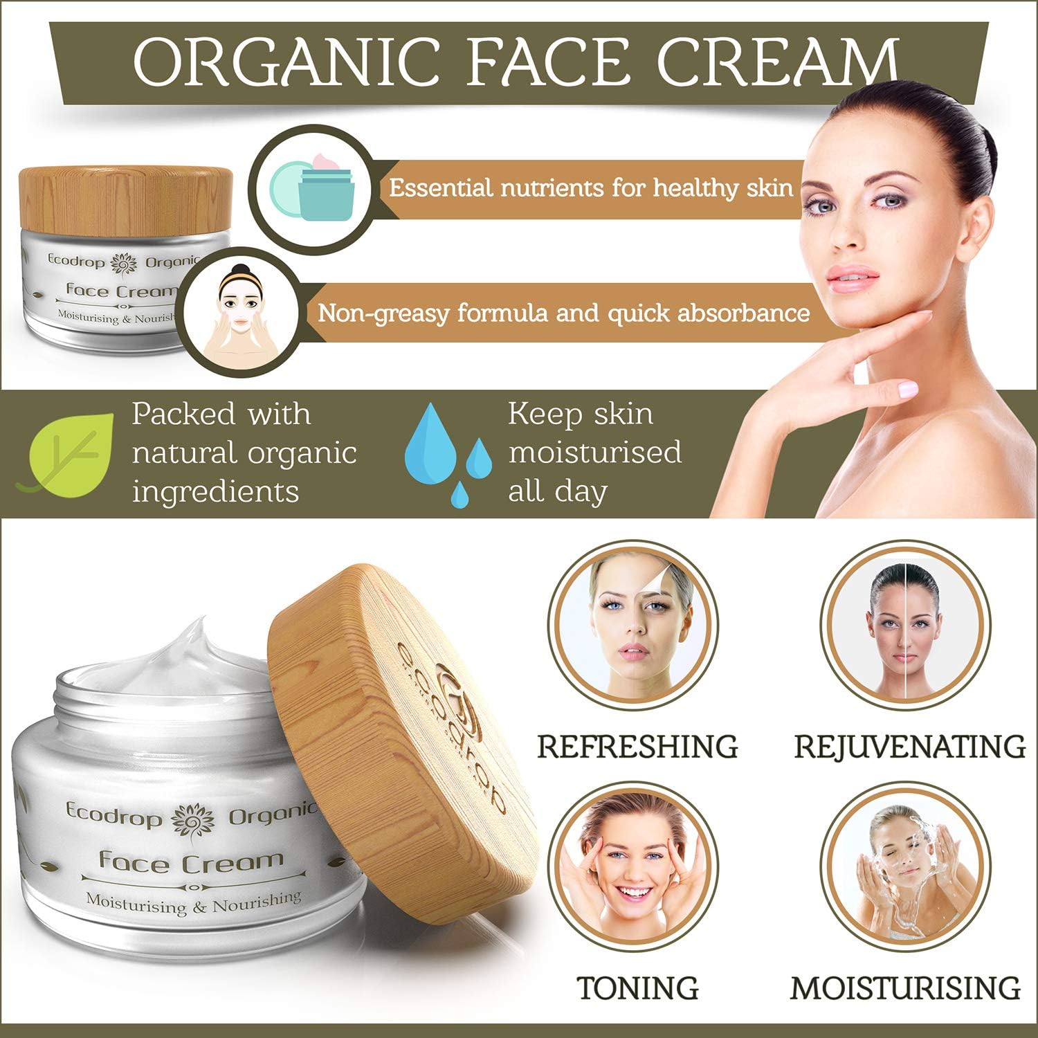 Ecodrop Organic Face Cream, 50 ml (Pack of 1) - Image 5