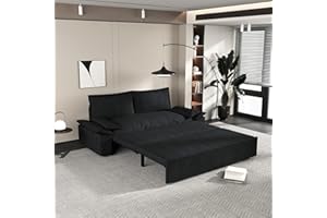 UPYOOE 70.1" Futon Sofa Bed Queen Size, Pull Out Bed, 3-in-1 Convertible Sleeper Sofa with 2 Soft Pillows, Modern Velvet Futon Couch for Living Room, Small Space, Apartment, Bedroom, Black