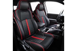 Carlimeki Leather Seat Covers Custom Fit for Tacoma Gen 4th (2024-2025) Double Cab, for SR, SR5, TRD PreRunner, TRD Sport, TRD Off-Road, Limited, Trailhunter - Armrest Covers Included - Fully Covered