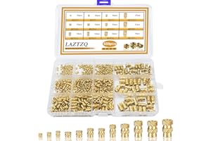 LAZTZQ 550Pcs Threaded Inserts Kit M2 M3 M4 M5 Metric Knurled Nuts Assortment Kit Brass Threaded Insert for Heat into Plastic Parts and 3D Printing Components