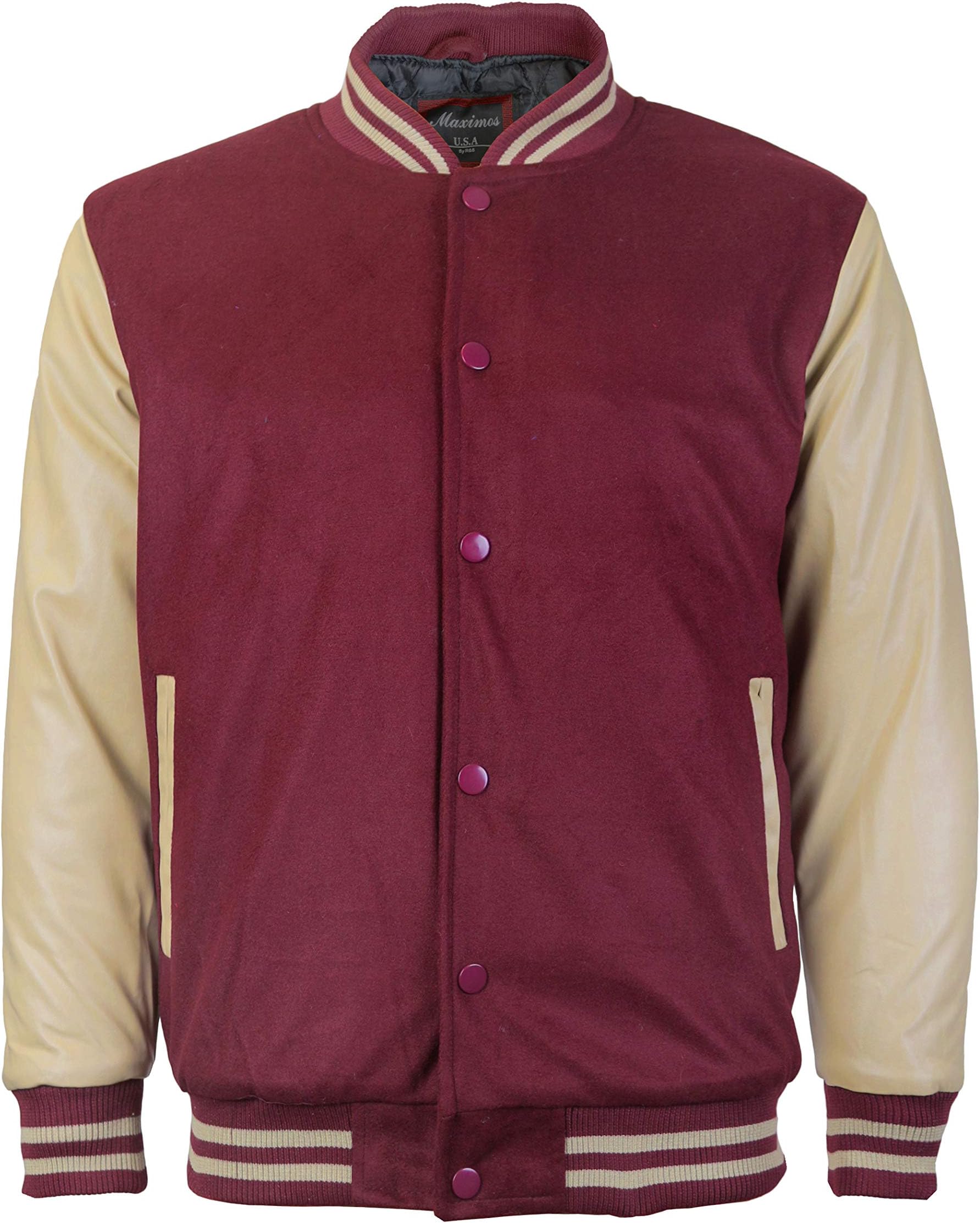 New Men's Premium Classic Snap Button Vintage Baseball Letterman Varsity Jacket