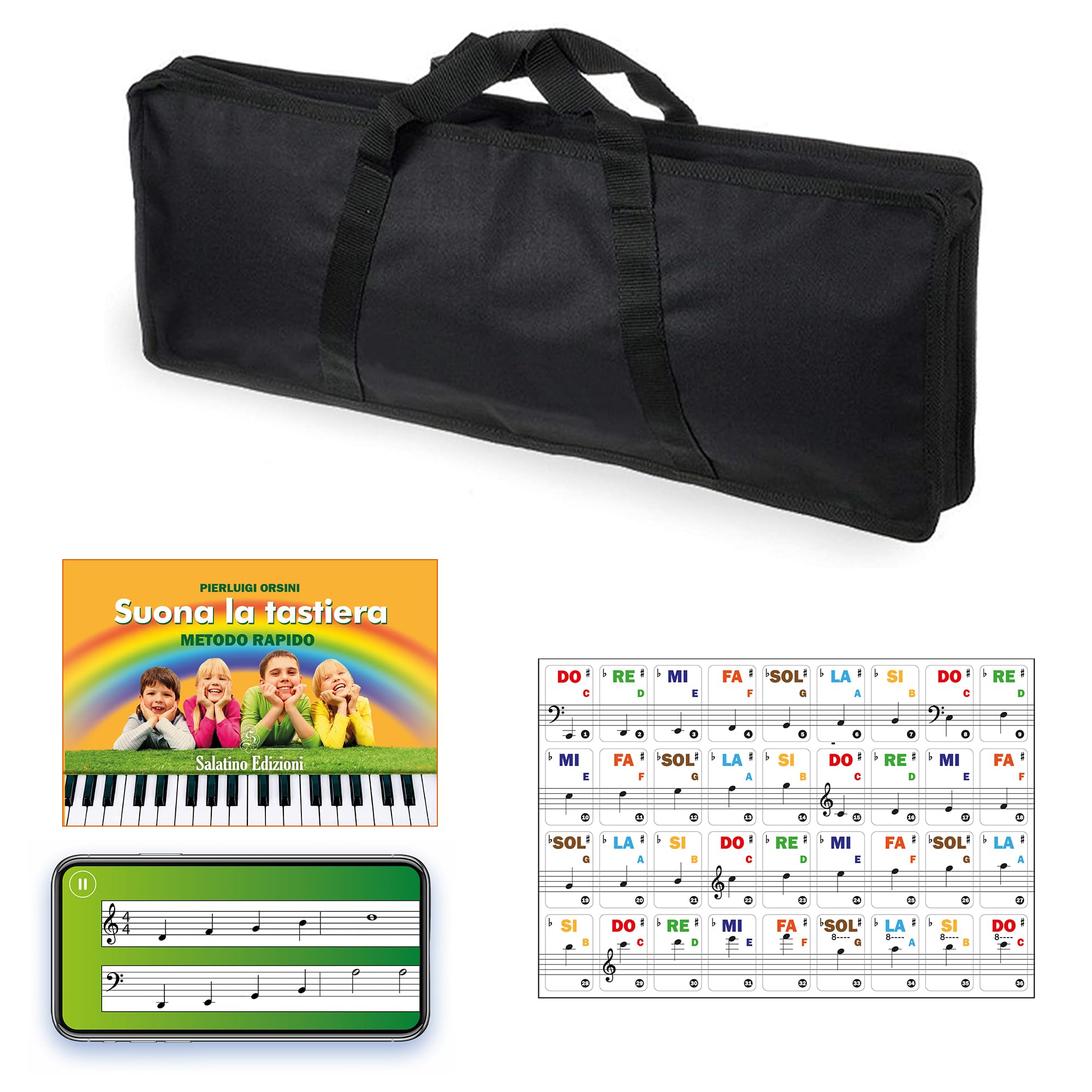 SA50/51/46/47/76/77/78 Keyboard Case with Transparent PVC Stickers with Italian and International Notation Learning App for Piano and E-Book "Plays the Keyboard"