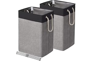 FairyHaus Laundry Hampers, 2 Packs Collapsible Laundry Baskets with Handles, Freestanding Dirty Clothes Hampers for Laundry Bedrooms Barthroom, 72L Large Foldable Laundry Basket Laundry Hamper