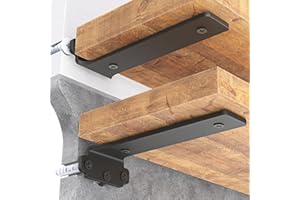 Goovilla Shelf Brackets 4 Inch, 6 Pack Floating Shelf Bracket, Heavy Duty Shelf Brackets for Wood Shelves, Black Metal Wall Shelving Brackets, 4" Shelf Support Brackets with 160 lb. Load Capacity