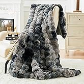 Bigacogo Faux Fur Throw Blanket for Couch, Fuzzy Soft Plush Thick Warm Bubble Blankets for Sofa Bed Living Room Décor, Cute Luxury Cozy Fluffy Throw Gift for Women Girls, 50"x60", Tie-dye Black