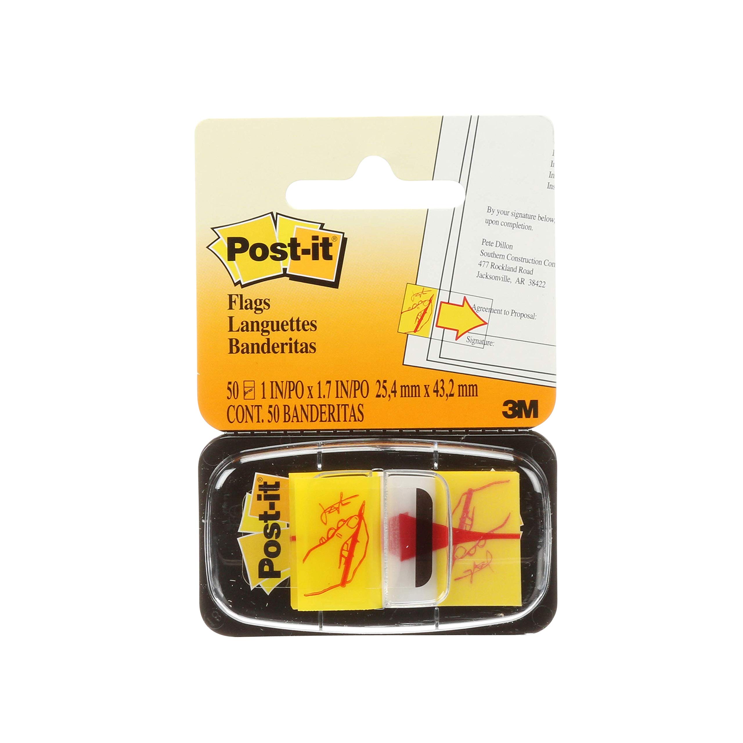 Post-it Message Flags, "Sign Here", 50/Dispenser, 1 Dispenser/Pack, 1 in Wide, Red (680-31)