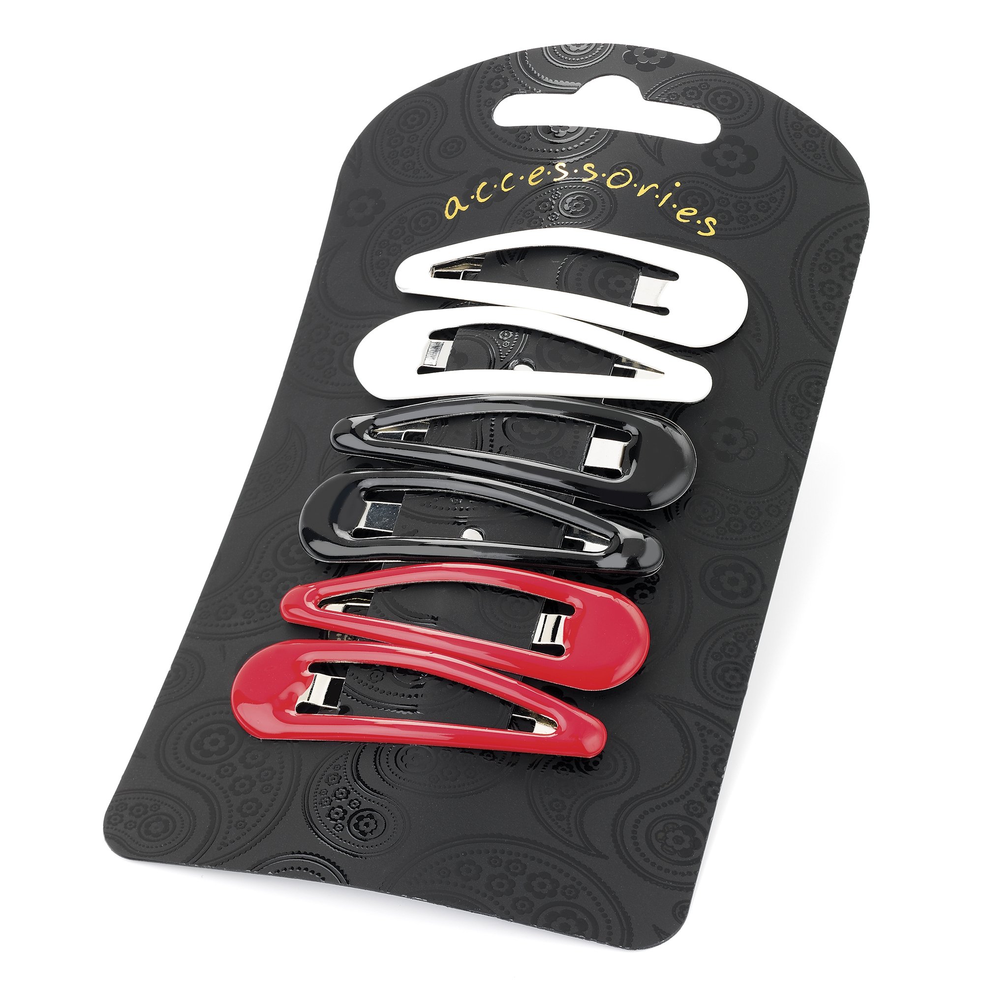 Snap Hair Clips Bendies Sleepies 6 X Snap Hair Clips School Colours Hairclips Black White And Red