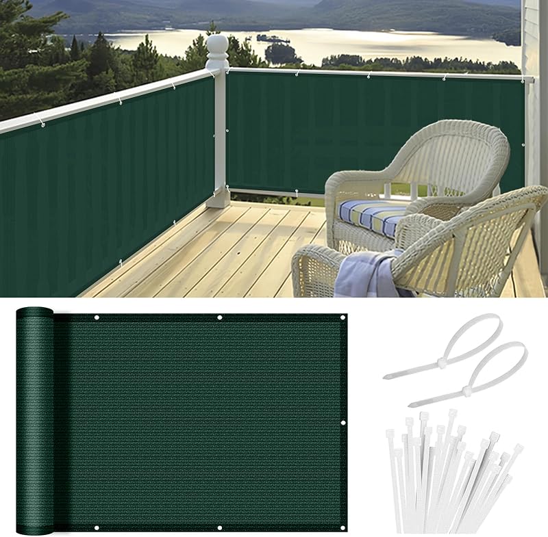 HENG FENG Balcony Privacy Screen 1x4m Dark Green HDPE 95% UV Protection Fence