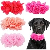 JpGdn 4PCS Dog Collar Flower Pink Attachment Bow Slider Charm for Large Dog