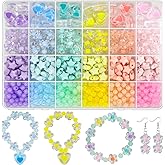 JJzxwish 798Pcs Acrylic Star Beads Hart Beads Flower Round Bead, Macaron Colors Pastel Bead Colorful Assorted Cute Aesthetic Kawaii Bead for DIY Craft Bracelets Jewelry Making Eariring Keychains