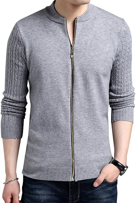 Amazon ホワイトデー Whiteday メンズ ハイネックリブスタンドカラーニットジャケット 冬 ニット セーター ジャケット オフィス 仕事着 通勤 通学 無地 シンプル 男性 カーディガン カーディガン 通販