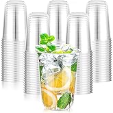 100 Pcs 16oz Clear Plastic Cups Disposable Wine Cups Round Bottom Stemless Disposable Wine Glasses for Cocktails Birthdays We
