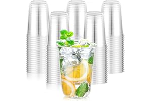 100 Pcs 16oz Clear Plastic Cups Disposable Wine Cups Round Bottom Stemless Disposable Wine Glasses for Cocktails Birthdays We