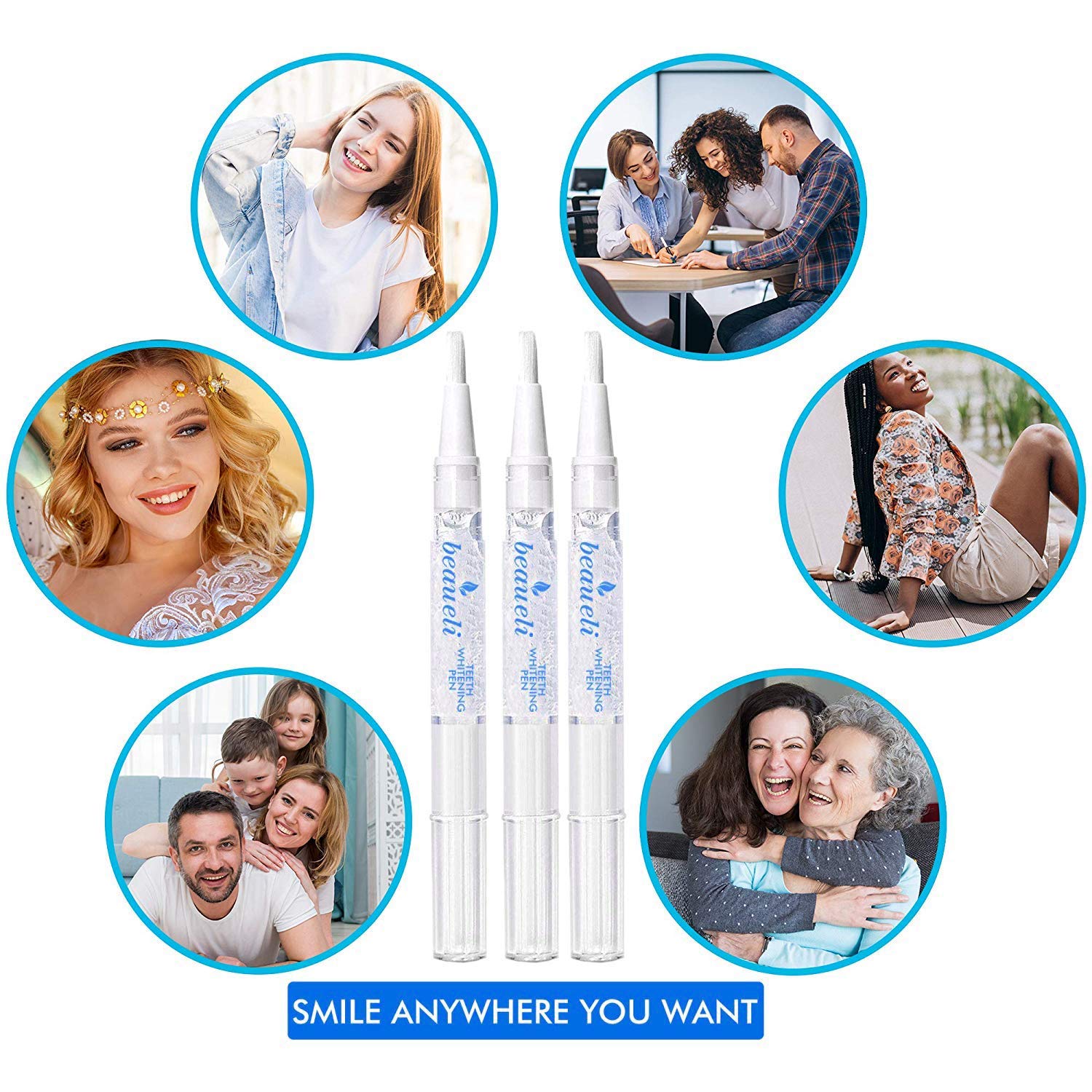 Beaueli Teeth Whitening Pen, 3 Pack, 35% Carbamide Peroxide, Natural Mint Flavor, Glycerin Drops, Safe, Easy to Use, Effective, Painless, Travel Friendly, No Sensitivity, Beautiful White Smile : Toothpastes : Beauty