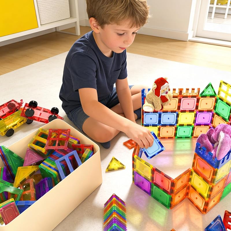 Costruzioni Magnetiche per Bambini, STEM Piastrelle Magnetiche Giocattoli