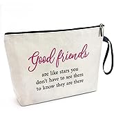Long Distance Friendship Funny Cosmetic Bag, Canvas Toiletry Storage Pouch Travel Zipper Makeup Bag, Birthday Appreciation Gifts for BFF Soul Sister Women Best Friend Coworkers Graduations Teen