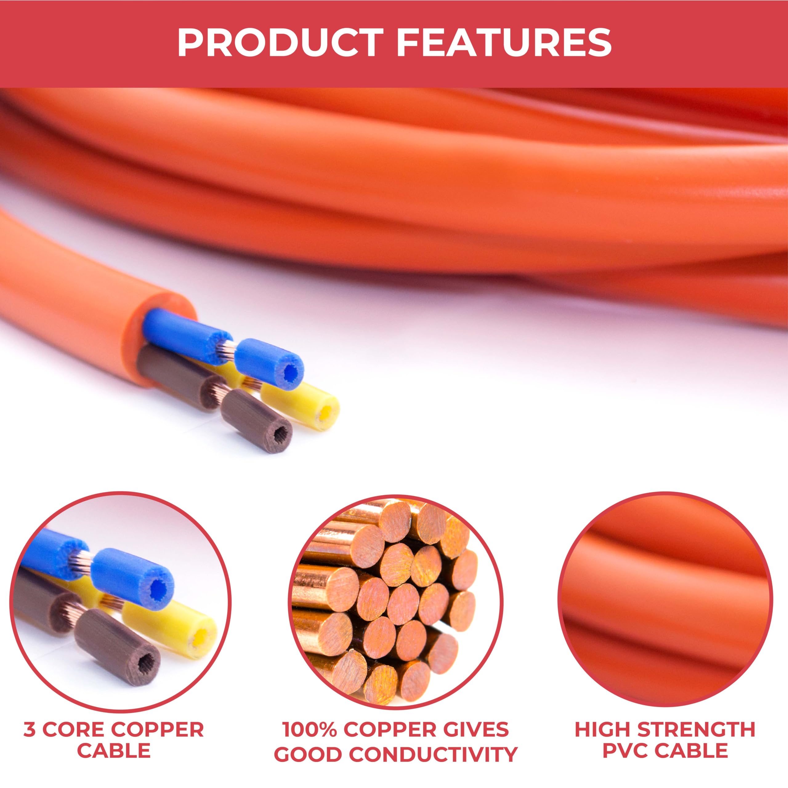 GADLANE CEE Verlängerungskabel 10m - Robustes Wohnwagen Kabel, 16 Ampere 240V Campingkabel - Gut Sichtbares Orangefarbenes - Camping Stromkabel Ideal für Wohnmobil (10 Meter) 4