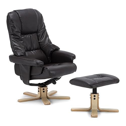 Restwell napoli swivel recliner brown leather effect massage chair with