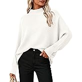 PRETTYGARDEN Womens Batwing Long Sleeve Sweaters Casual Mock Neck Ribbed Knit Cozy Pullover Sweater Tops 2026 Spring Clothes