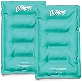 Cool Coolers by Fit & Fresh 2 Pack XL Soft Ice Packs for Cooler, Flexible Stretch Nylon, Lunch Box Ice Packs, Large Reusable Freezer Packs, Teal