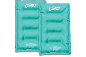Cool Coolers by Fit & Fresh 2 Pack XL Soft Ice Packs for Cooler, Flexible Stretch Nylon, Lunch Box Ice Packs, Large Reusable Freezer Packs, Teal