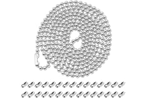 Ball Chain, 20 Feet Bead Chain with 30 Pcs Connectors, Stainless Steel Beaded Pull Chain Extension for DIY Craft Making, 4.5m