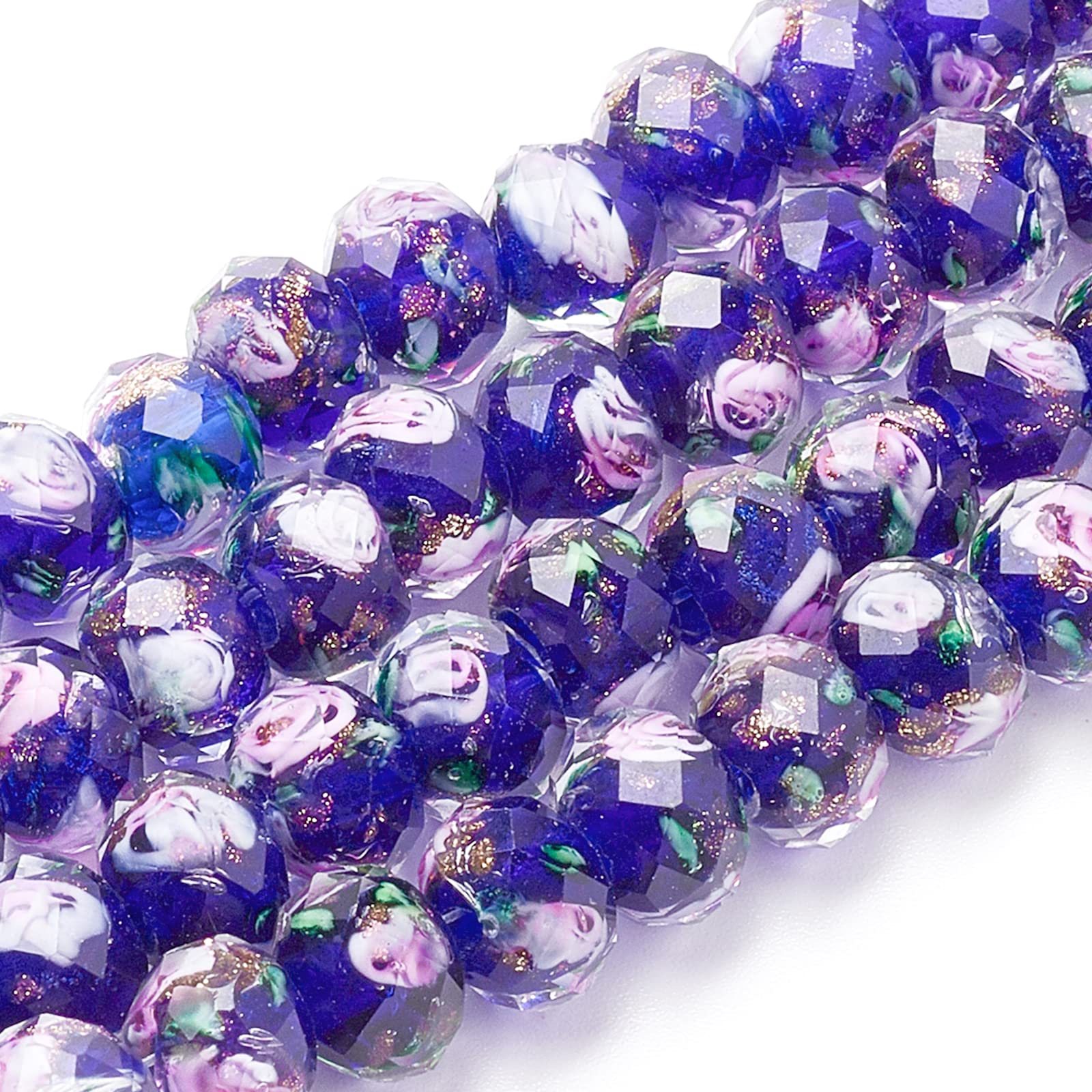 OLYCRAFT 60pcs 8~10mm Gold Sand Lampwork Beads Glass Handmade Round Loose Beads for Rosary Making Jewelry Craft Making with 2mm Hole - Midnight Blue โ image 1
