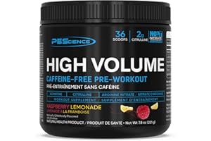 PEScience High Volume Stim-Free Pre-Workout Pump Powder, Caffeine-Free with L-Citrulline & L-Arginine Nitrate, Non-Stim Prewo
