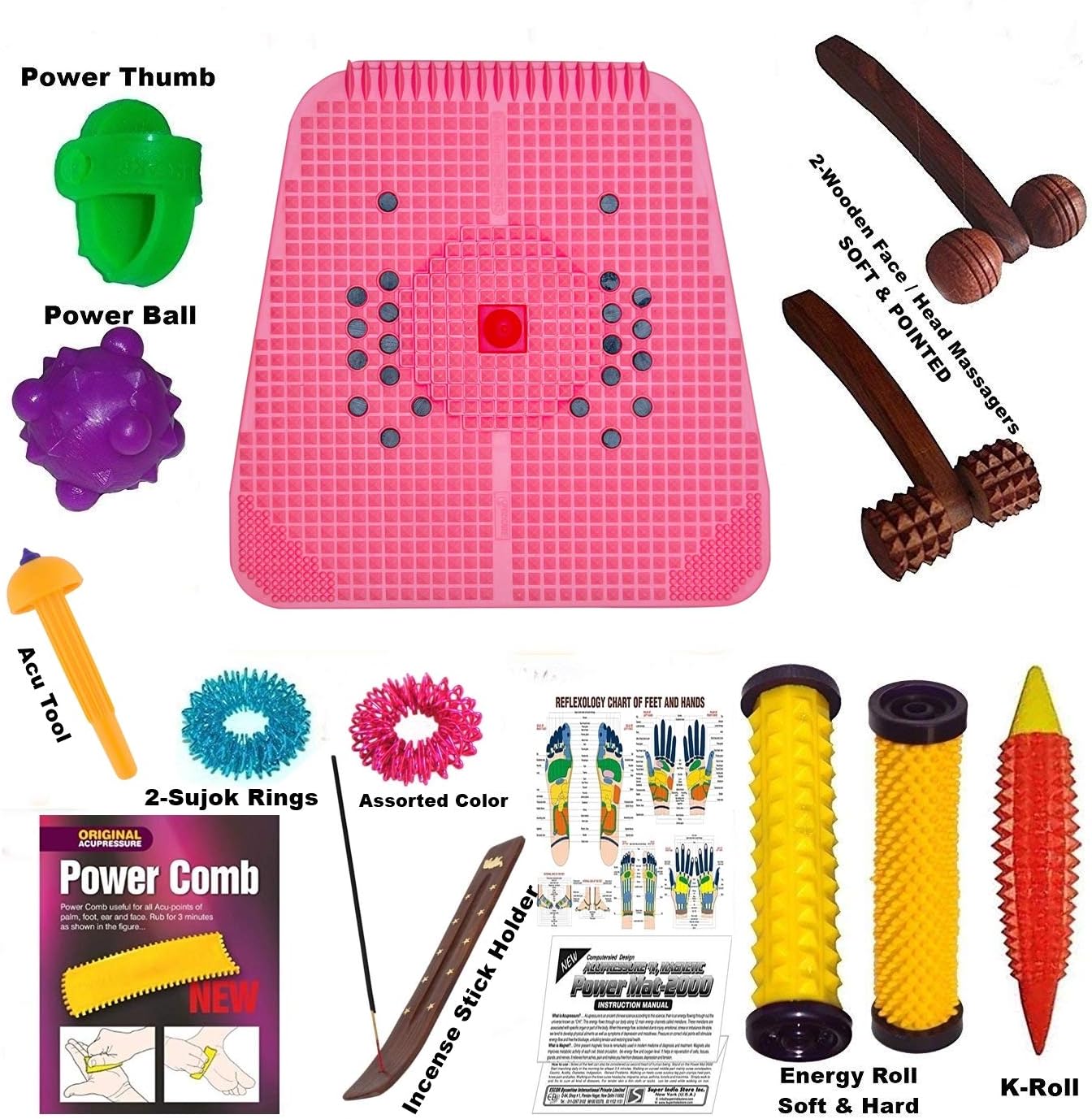 HealthKrafts Acupressure Power Mat with Pyramids and Magnets-AM03 (Pink)
