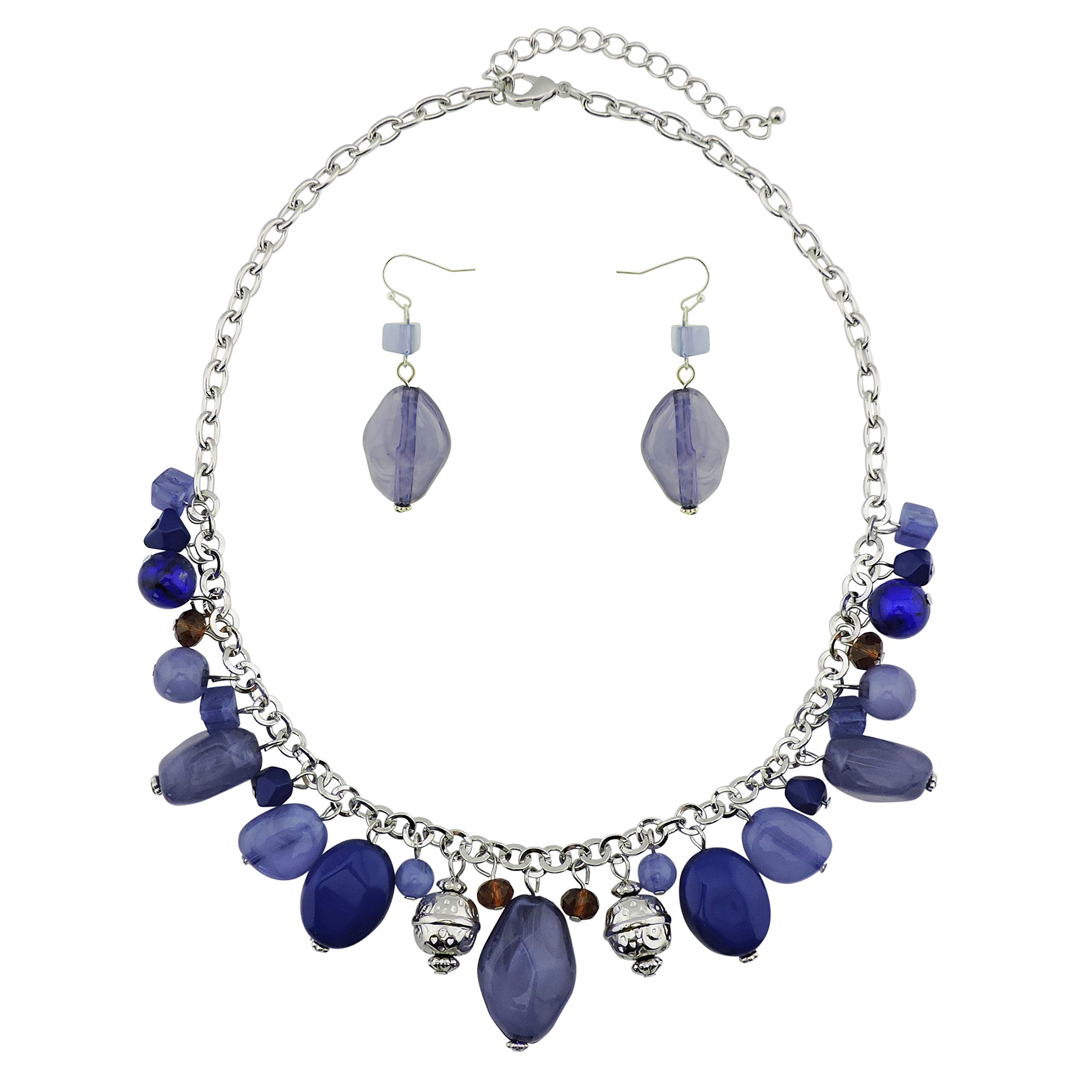 Bocar Fashion Newest Chain Collar Pendant Beads Necklace (NK-10385-royalblue) — image 1